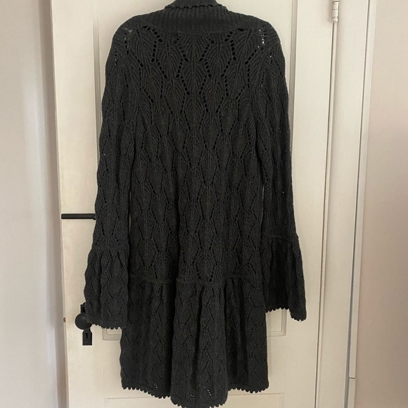 Diane Von Furstenburg Joelle Wool Bell Sleeve Chunky Gray Cardigan - Picture 3 of 4